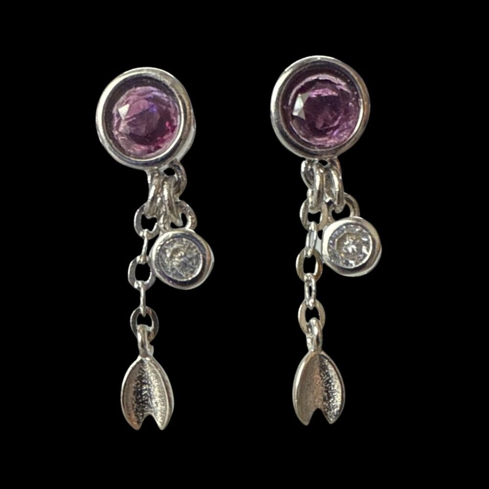 Earrings Ruby Gemstone Feather Dangle Trendy Jewe… - image 4